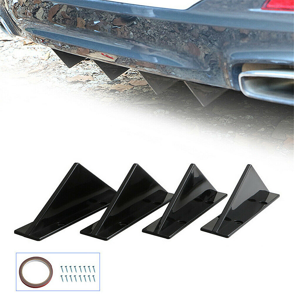 4x Car SUV Rear Bumper Spoiler Diffuser Shark Fin Style Protector Universal