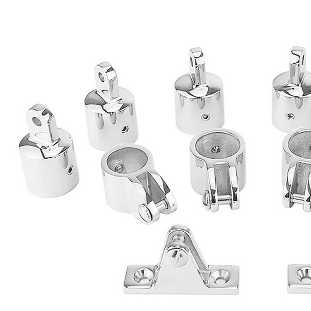 12Pcs/Set 7/8inch 3-Bow Bimini Top Steel Boat Fittings Hardware Set Slide