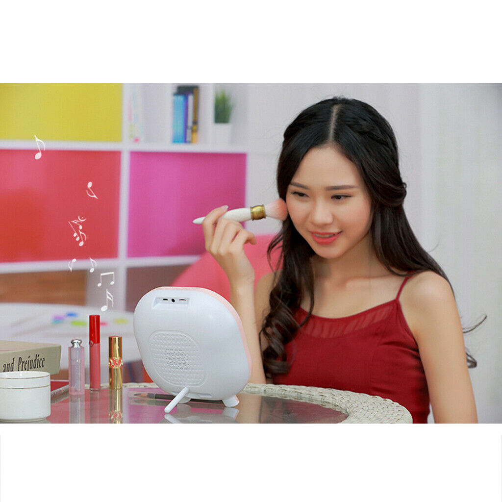 Wireless Bluetooth Speaker USB FM Radio Stereo LED Makeup Mirror Audio Blue
