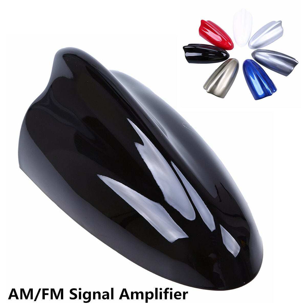 Black Big Shark Fin Style Car Roof Antenna FM Signal Amplifier Aerial Universal