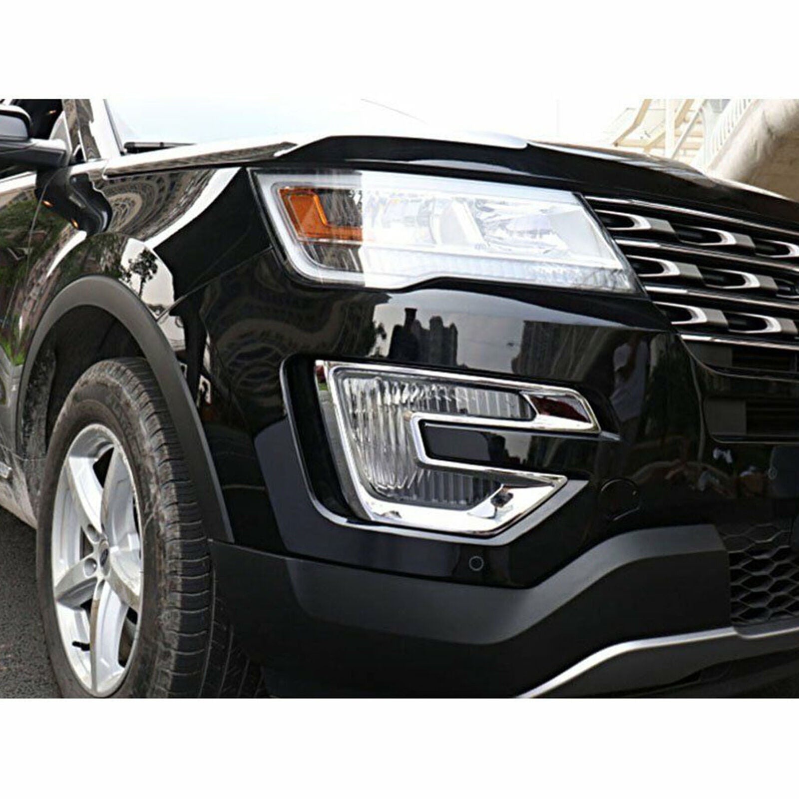 Chrome ABS Car Front Fog Light Lamp Cover Trim For Ford Explorer 2016 2017