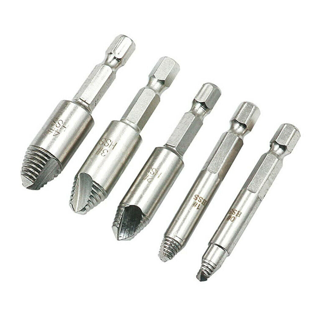 5pcs Screw Extractor Drill Bits Guide Broken Damaged Bolt  Remover