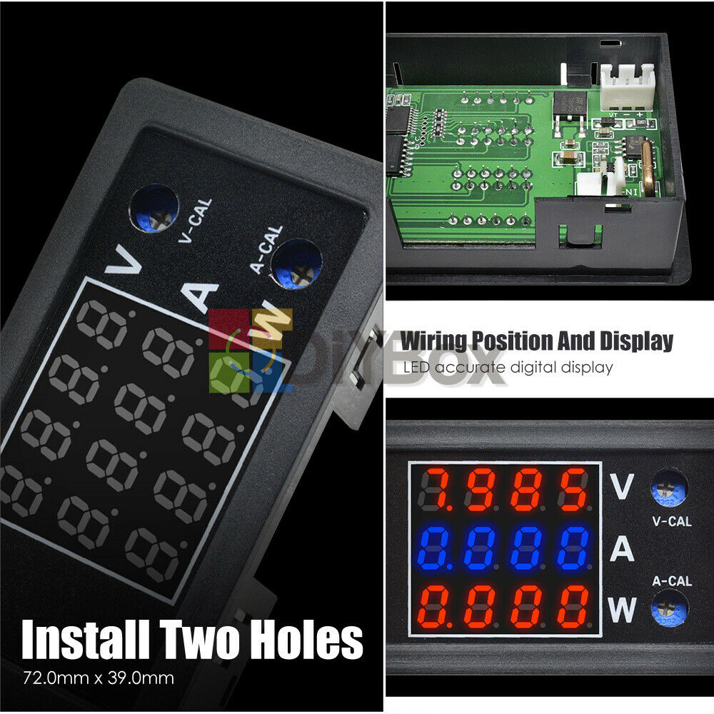 Four-digit Power Meter 100V 10A 1000W Voltmeter Tester Voltage Current Display