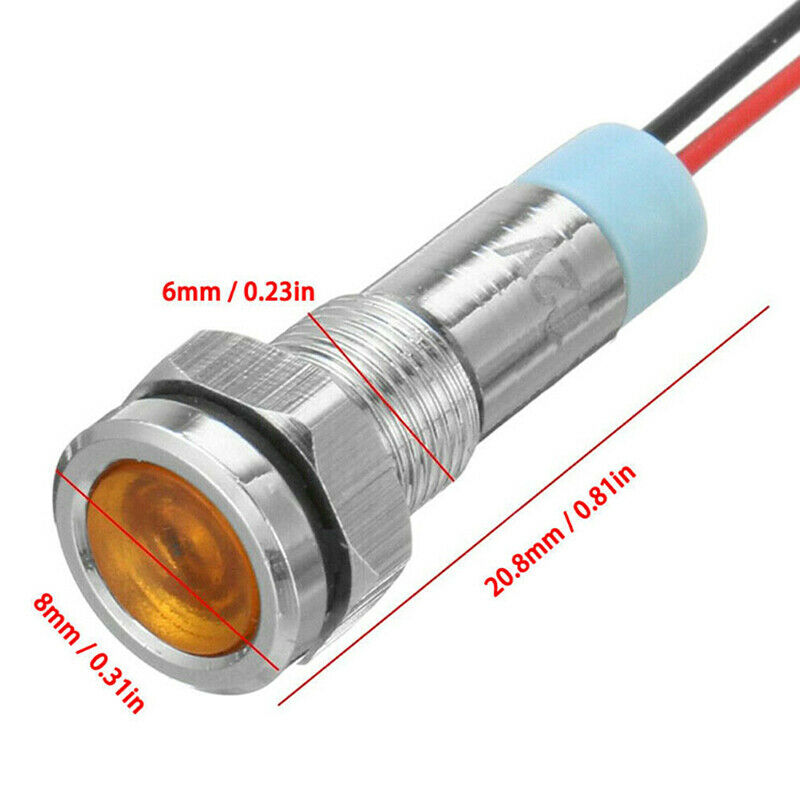 5x Car Boat 12V-24V 6mm LED Indicator Light Dash Dashboard Panel Warning .l8