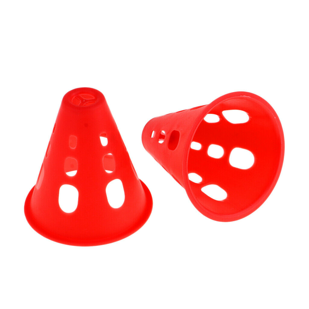 2X  10pcs Plastic Windproof Roadblock Sport Training Traffic Road Cones Red
