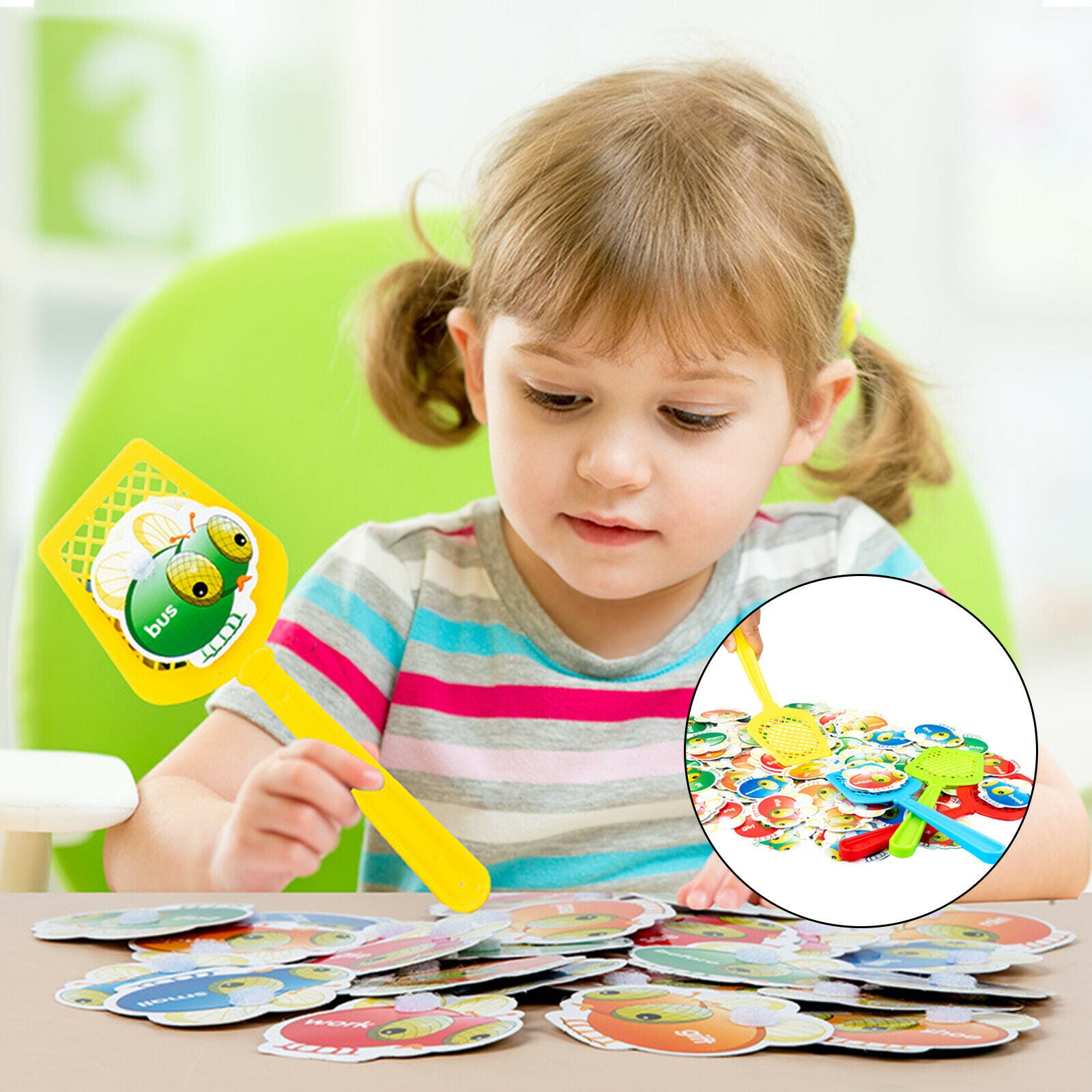 Fly Swatter Toys Sight Word Game Kindergarten for School with 4 Fly Swatters