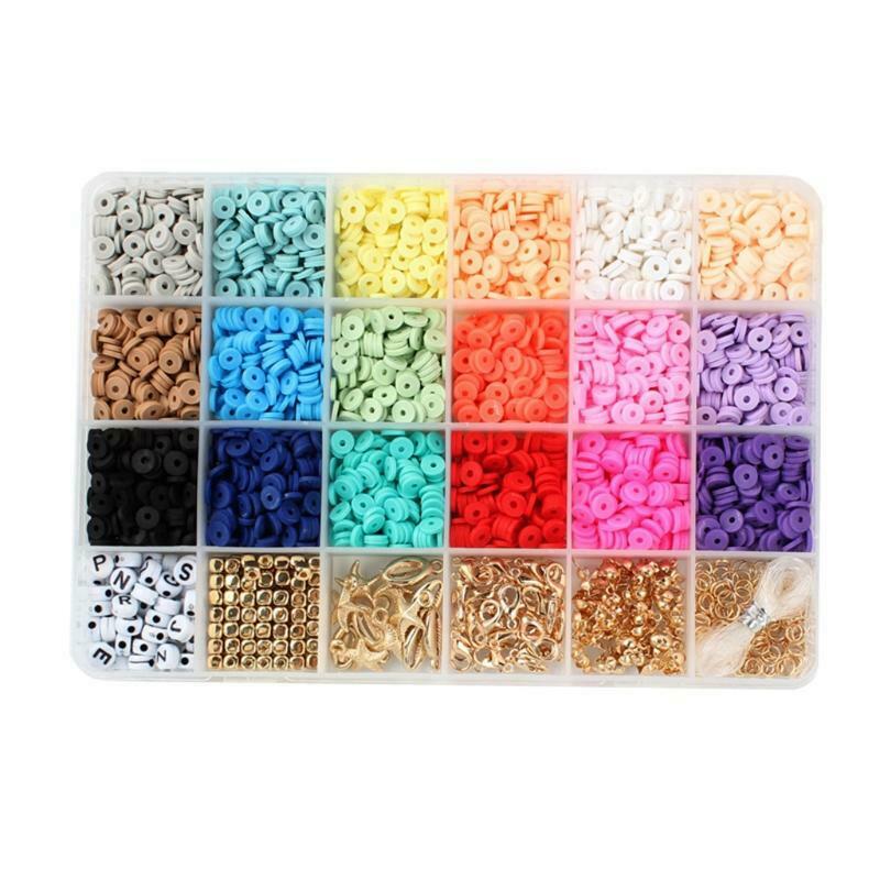 Color DIY Earring Necklace Craft Set Soft Pottery 24 Grids for Jewelry Making