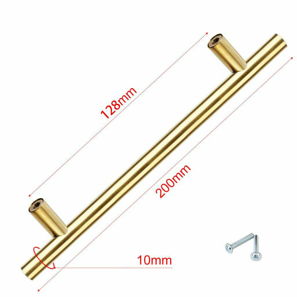 6x Stainless Steel Modern Style Door Handle Cabinet T Bar Drawer Pulls 200mm