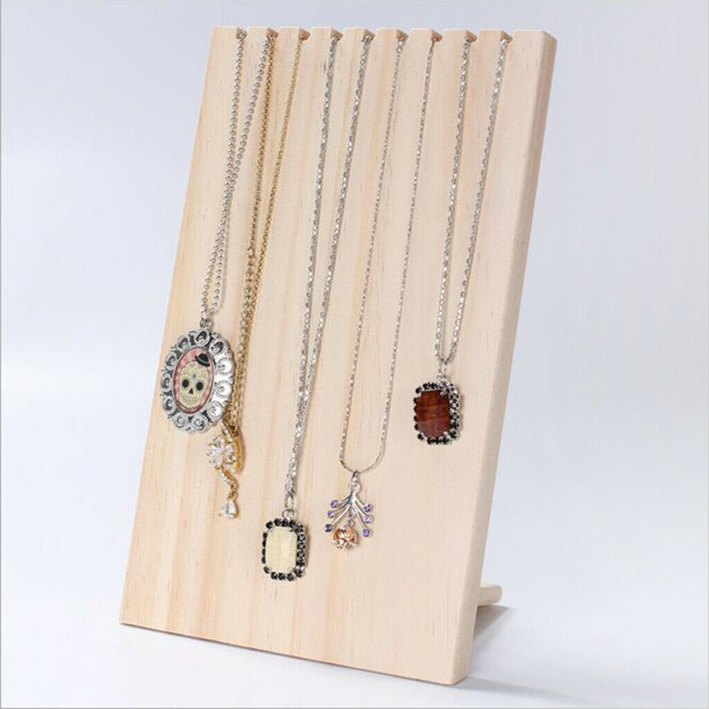 Unfinished Wooden Jewelry Display Necklace Stand Holder Organizer Rack 9 Hooks
