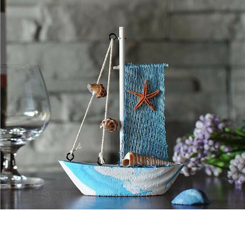 Mediterranean Nautical Wooden Craft Tabletop   Net Sailing Ornament #3