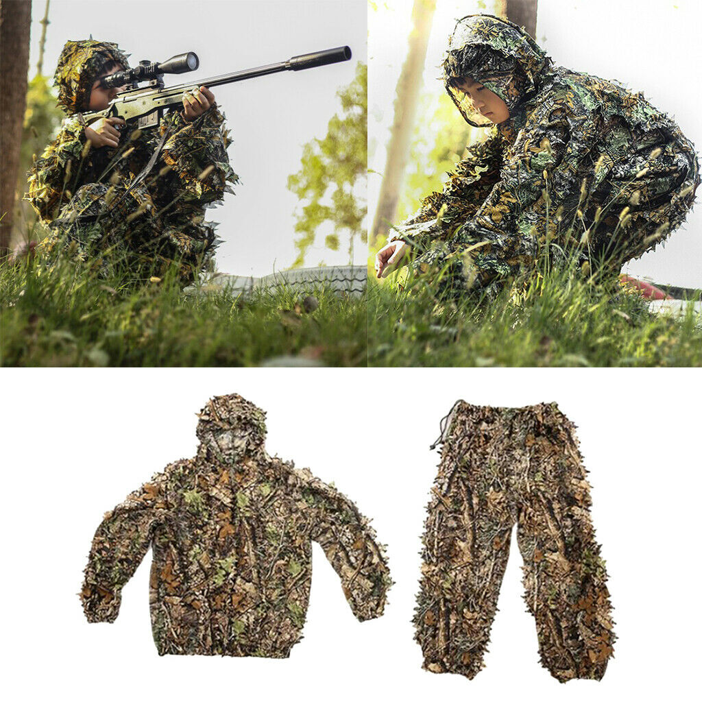 Ghillie suit set sniper train leaf jungle forest woods camouflage kids