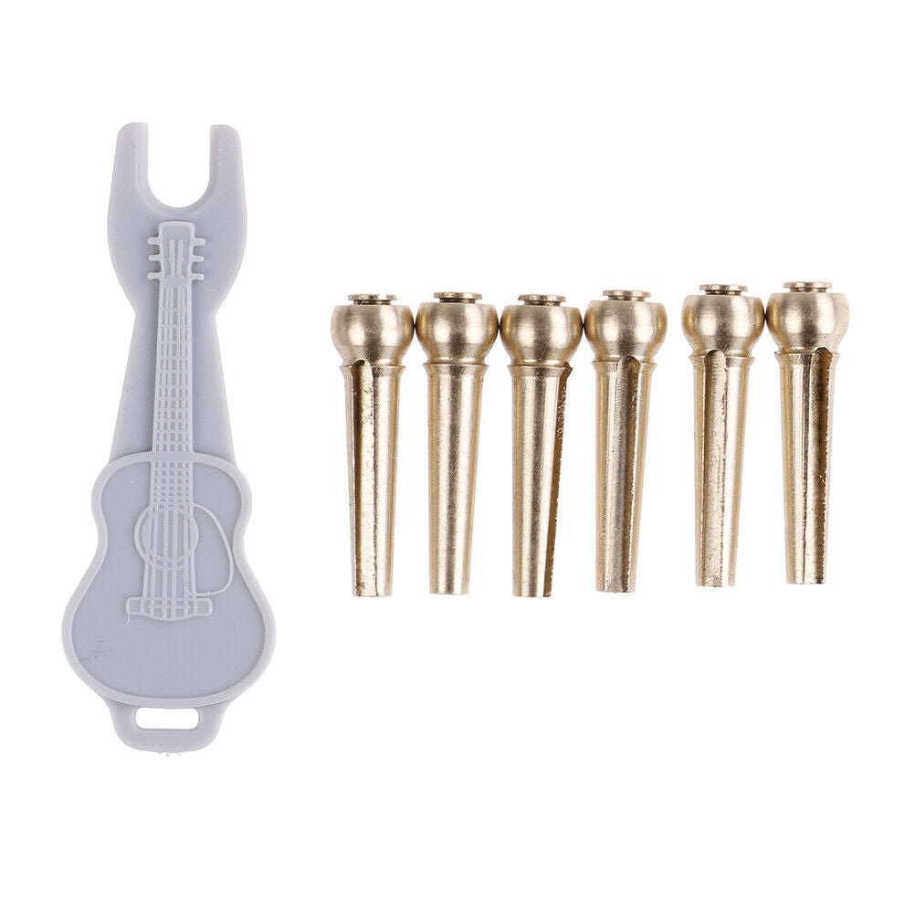 6pcs Brass Premium Bridge Pins Set For Acoustic Guitar Turned String Pegs.l8