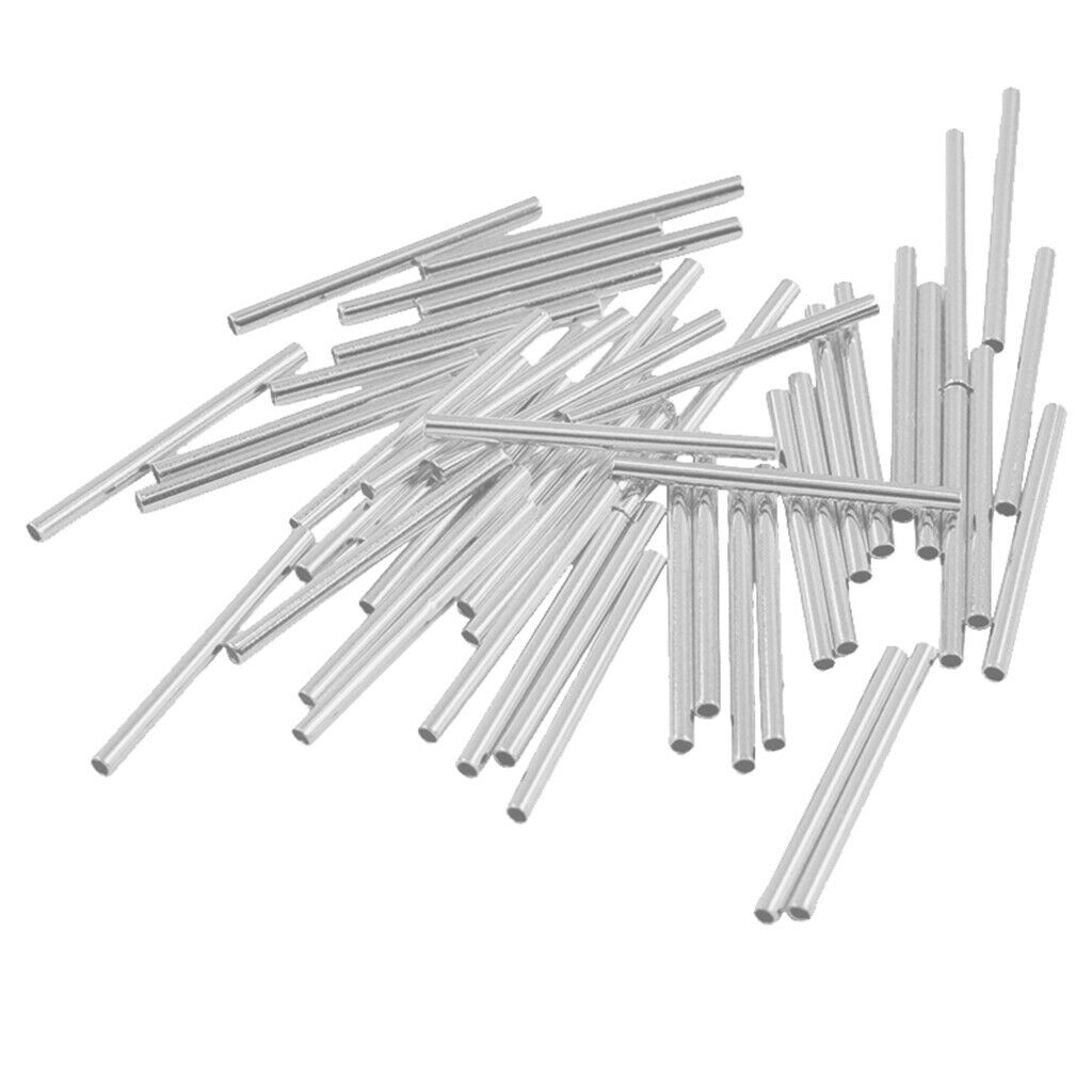 100x Rosegold Silvery White Long Tube Spacer Beads 20x1.5mm Jewelry Findings