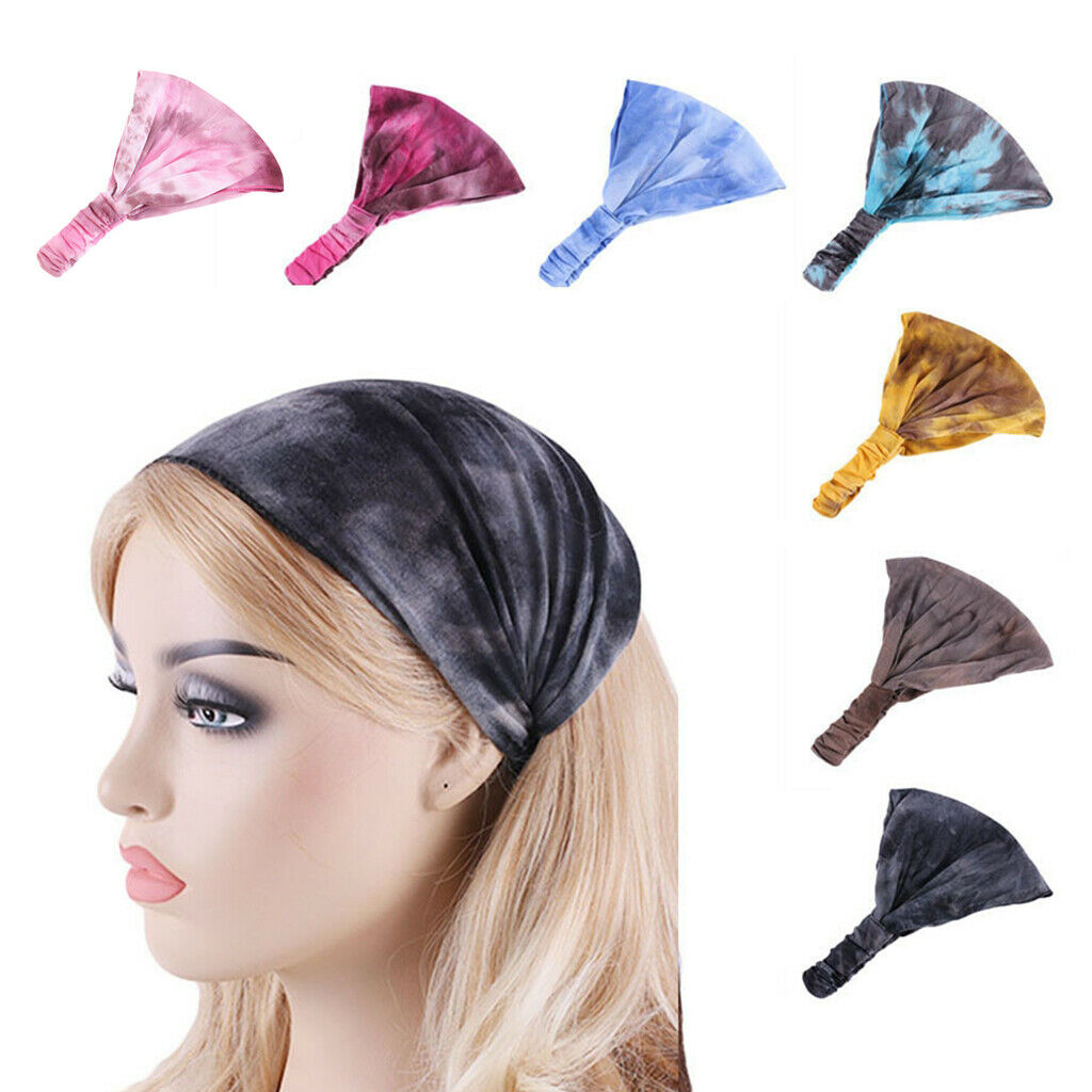 Tie-Dye Headband Bandana Boho Hippy Cotton Elastic Hairband Dread Wrap