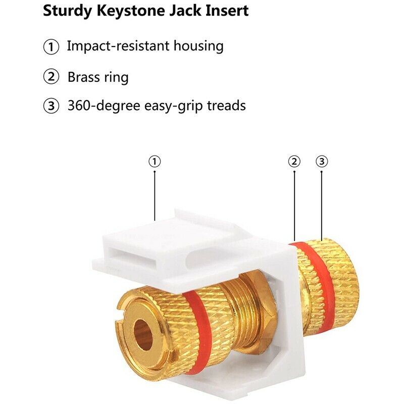 Banana Jack Binding Post Keystone Jack Insert with Black & Red s, Screw Type AQ7