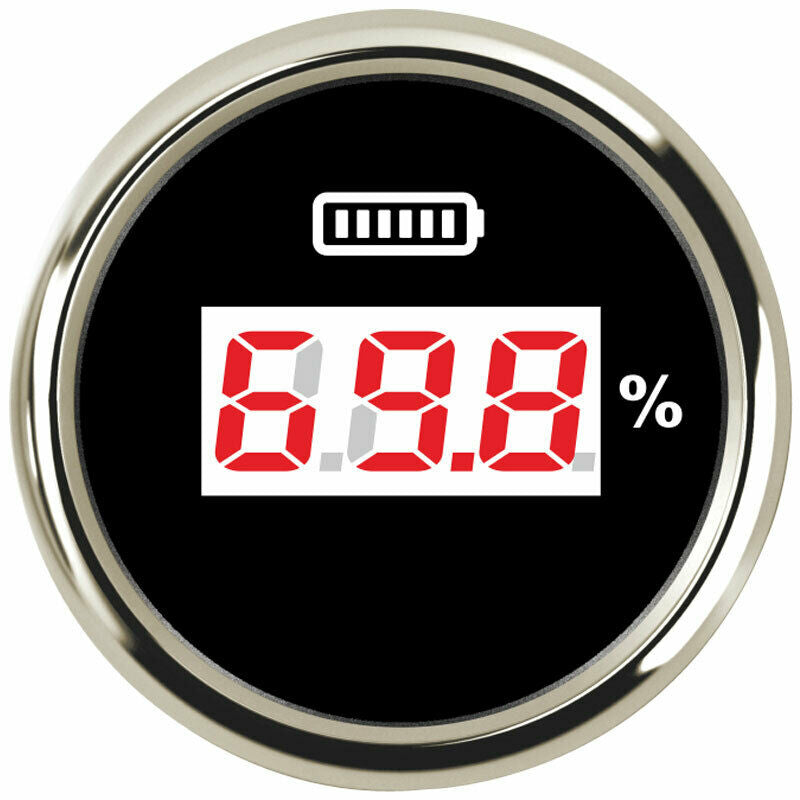 52MM 2Inch Battery Gauge Black 9-32VD For Car Truck Motorcycle Universal Red LED