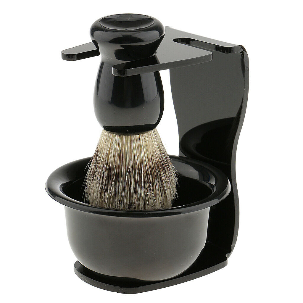 Luxury Manual Shaving Set Kit Hair Shaving Brush +Acrylic Stand +Soap Bowl