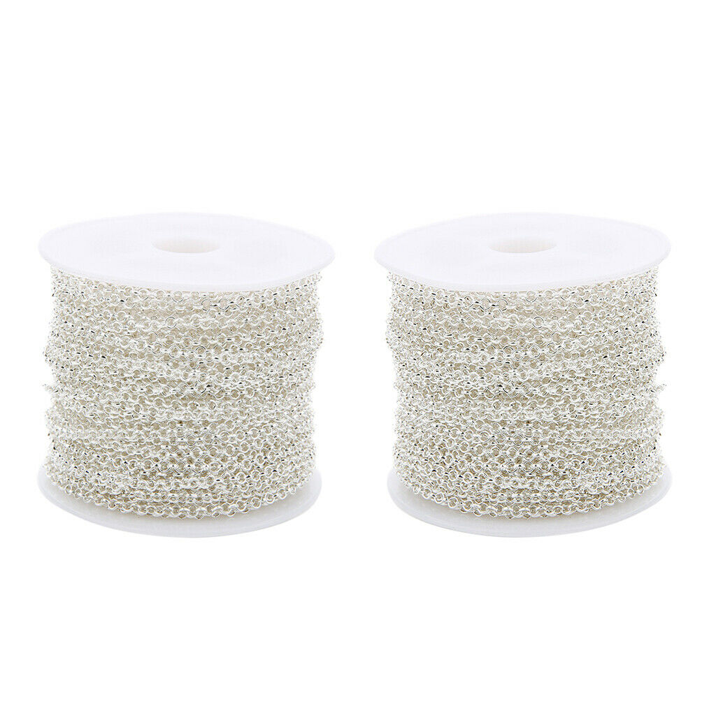 10 Yards/Roll 2mm  White Tone Stainless Steel Bulk Necklace Extender Chain Link