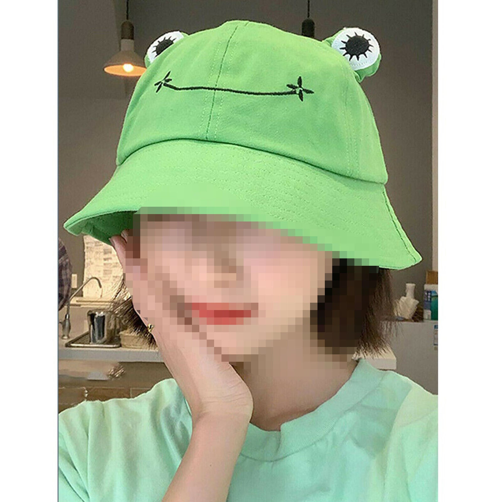 Summer Cotton Cute Frog Bucket Hat Men Women Outdoor Foldable Fisherman Hat