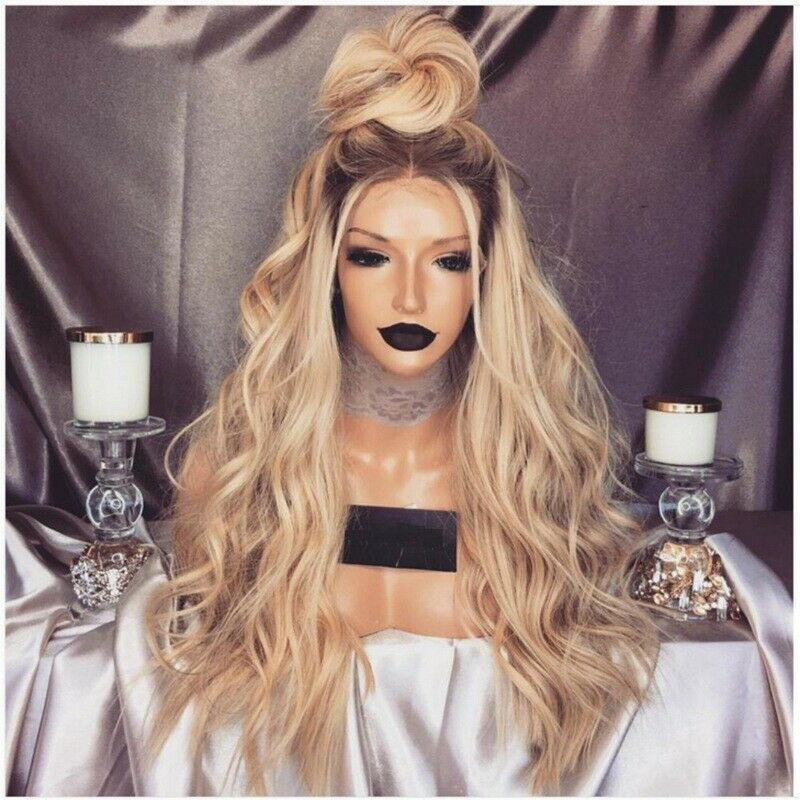 Synthetic Wig Long Body Wavy Full Wigs Ombre Blonde Brown Color Fashion Women
