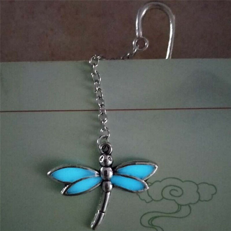 1XLuminous Night Dragonfly BookmarkLabel Read Maker BookMark StationerySilveA KX