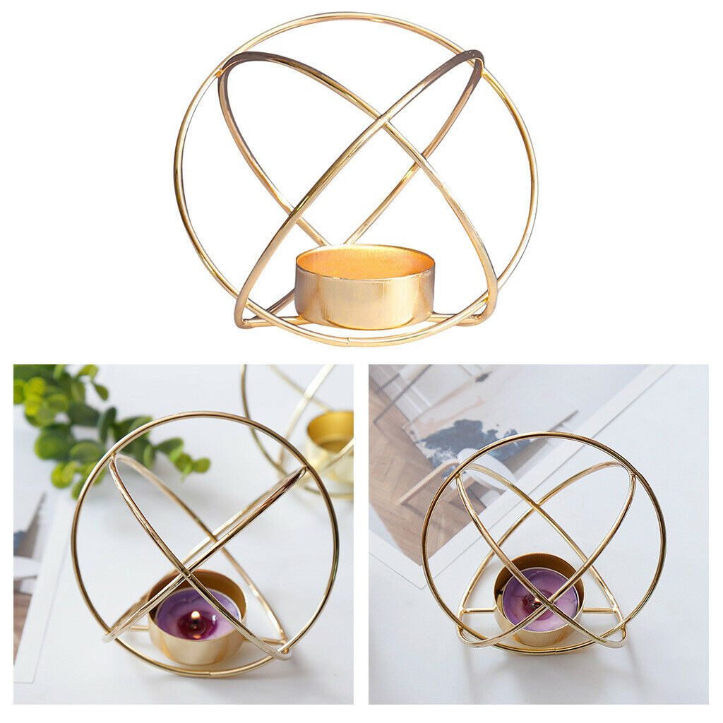Nordic Style Golden Metal Wire Geometric Candle Holder for Home Decoration