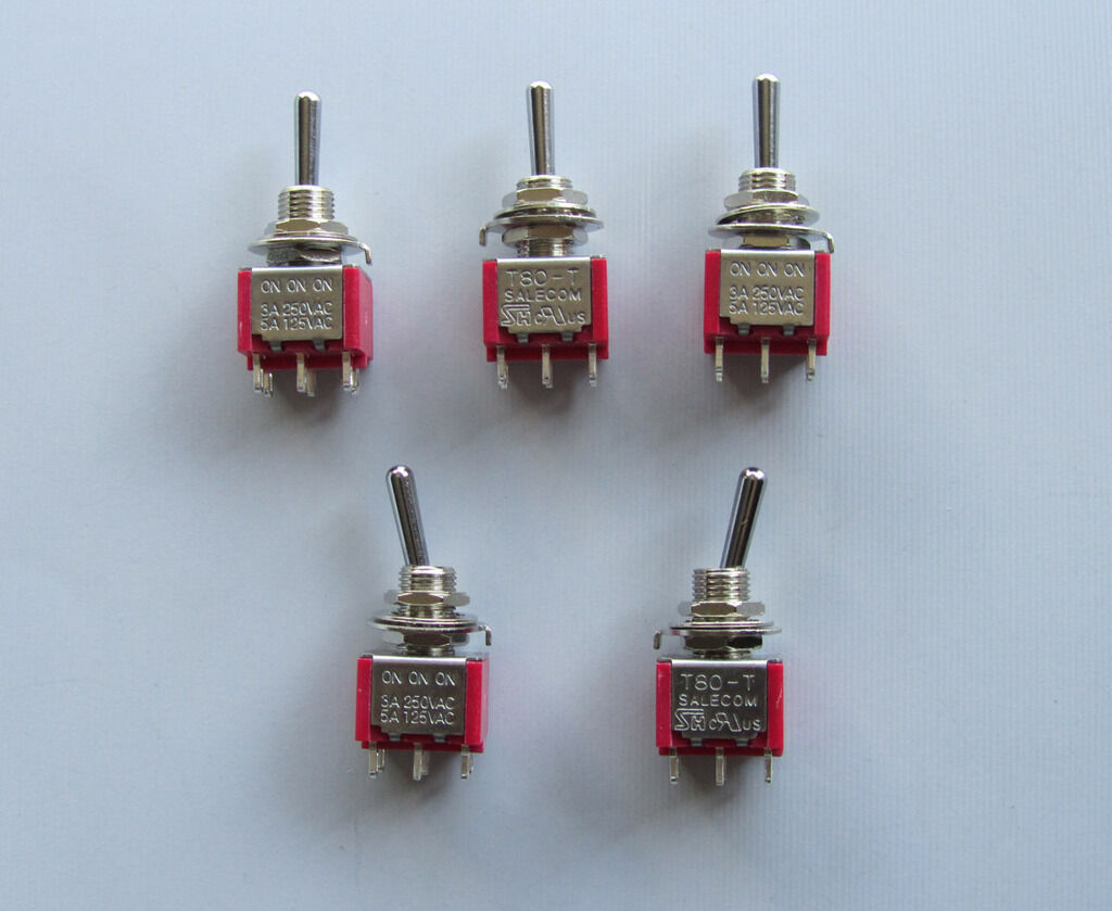 5x DPDT 6 Pin 3 Way ON/ON/ON Guitar Mini Toggle Switch SALECOM Car/Boat Switches