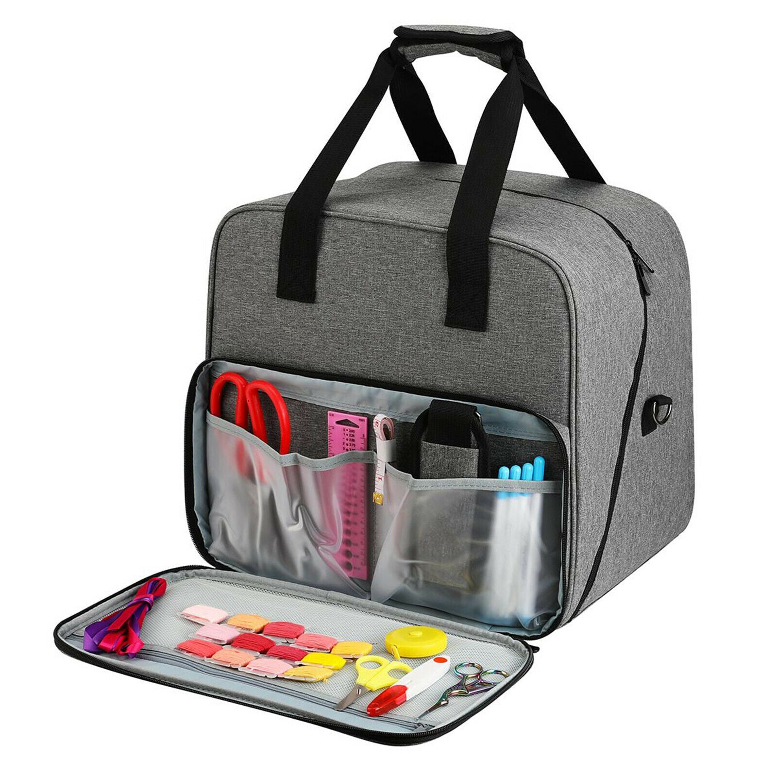 Sewing Machine Cover Protective Carry Case Bag with Storage Pockets Portable