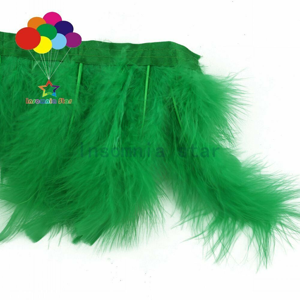 6-7" Grass green Marbou feather fringe trim turkey trims for sewing Crafts 2M