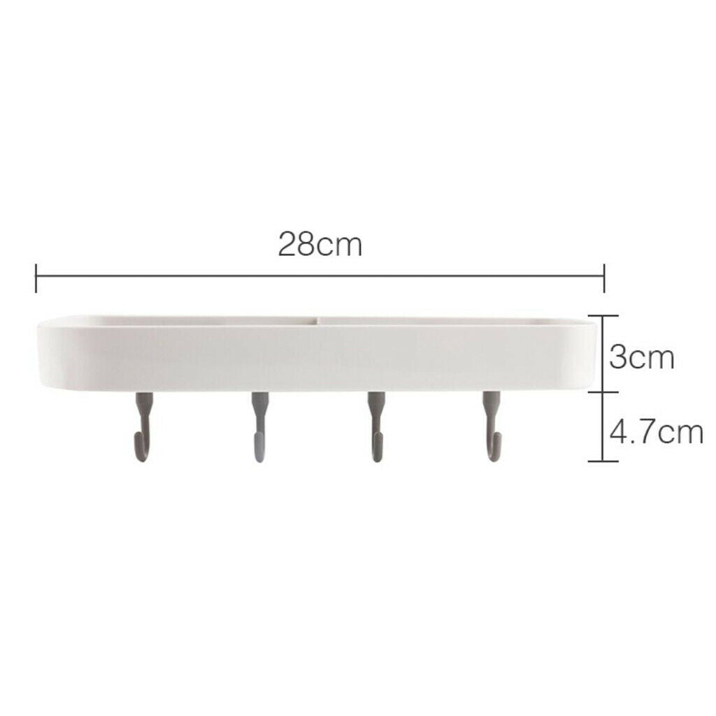 Adhesive Soap Dish Holder with 4 Pcs Hooks,11.0x3.1x1.2'' for Bathroom Kitchen