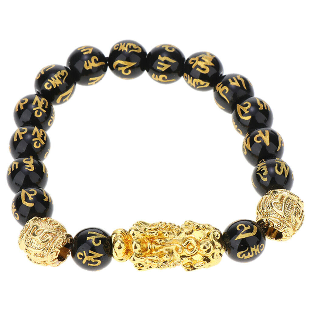 2Pieces Feng Shui Prosperity Carved Bead Bracelet with Pi Xiu Attract Wealth