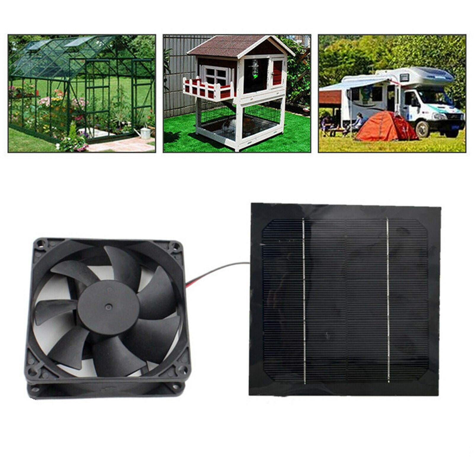Solar Panel Powered Fan Mini Fan For Dog Grouse House Greenhouse