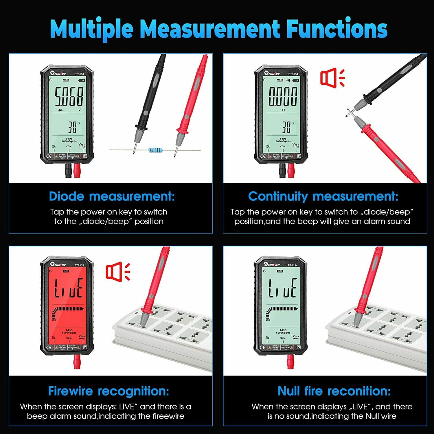 4.7In Ac and Dc Voltage and Current Capacitance Measuring Multimeter Et8134