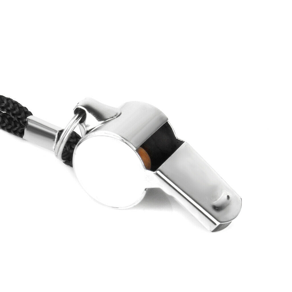 5x METAL Football/Soccer/Basketball REFEREE Sport Whistle w/ Free BLK LANDYARD