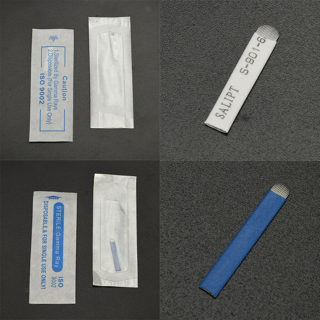 50pcs Stainless Steel Microblading Eyebrow Tattoo Disposable Blade Needles 18