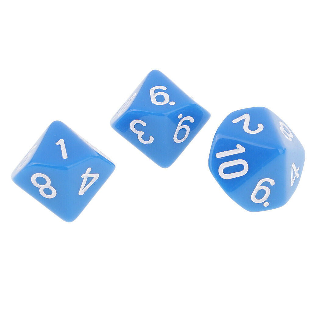 10x Dice Polyhedral Dices Toys for and Dragons Table Gift Props New Blue