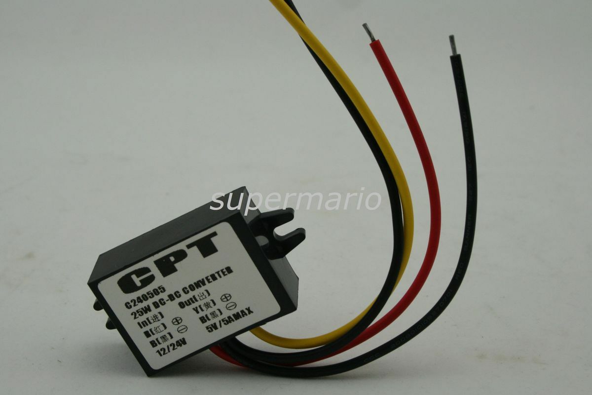 DC DC 12V 24V Step down to 5V 5A 25W Car Voltage PSU Converter Regulator Module