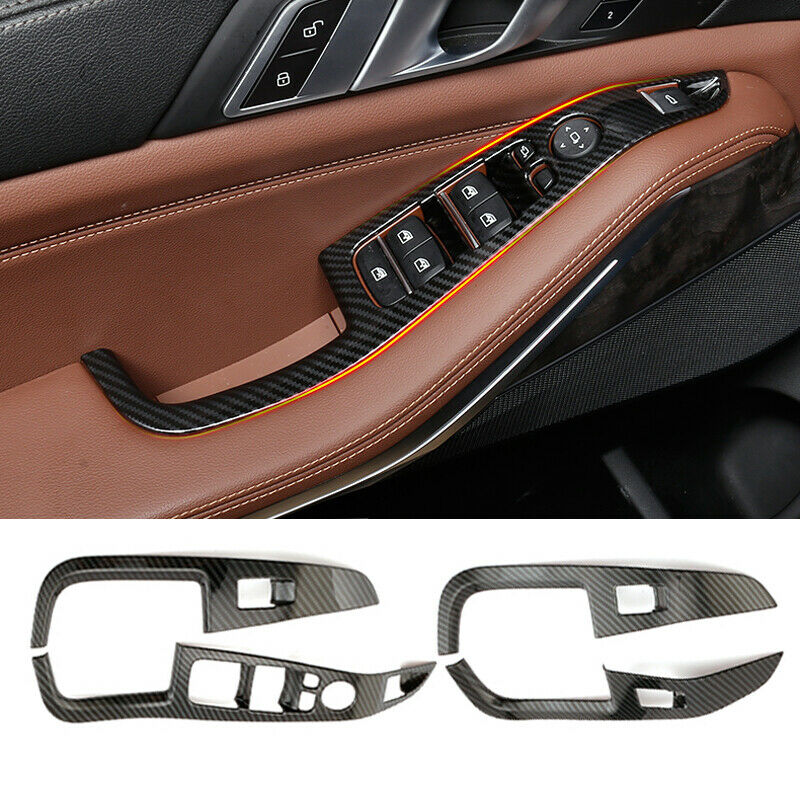 ABS Carbon Fiber Inner Window Switch Panel Cover Trim For BMW X5 G05 2019 2020