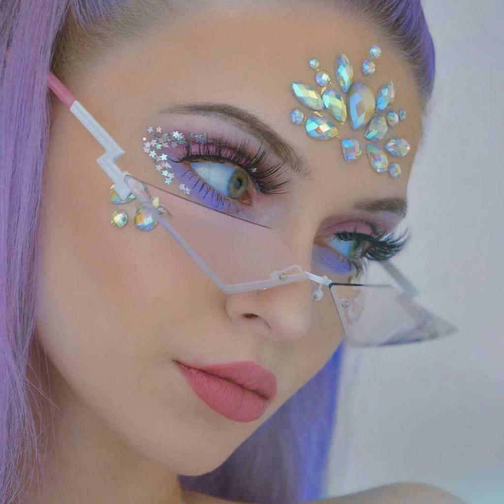 3Pcs/Set Cat Eye Sunglasses Rimless Sun Glasses UV400 Luxury Design Eyewear
