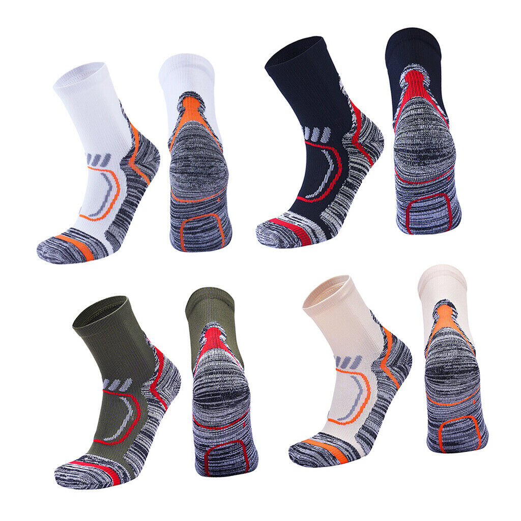 Women Men Winter Sports Hiking Socks Thermal Snow Ski Crew Sock White L