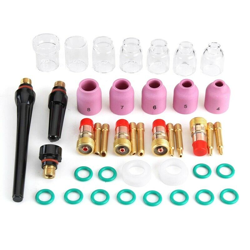 41Pcs/Lot TIG Welding Torch Nozzle  Cover Gas Lens Glass Cup Kit for WP17/18/2S3