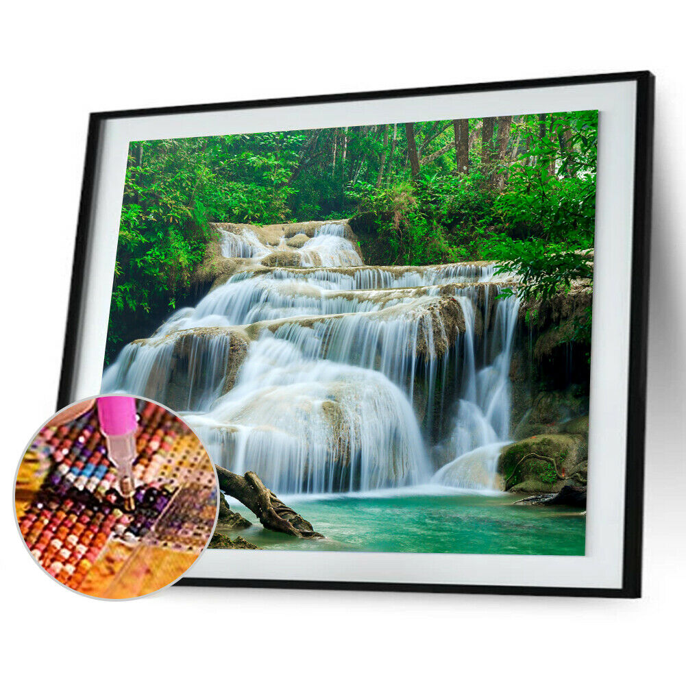 5D DIY Diamond Painting Needlework Full Drill Waterfall Cross Stitch Kit @