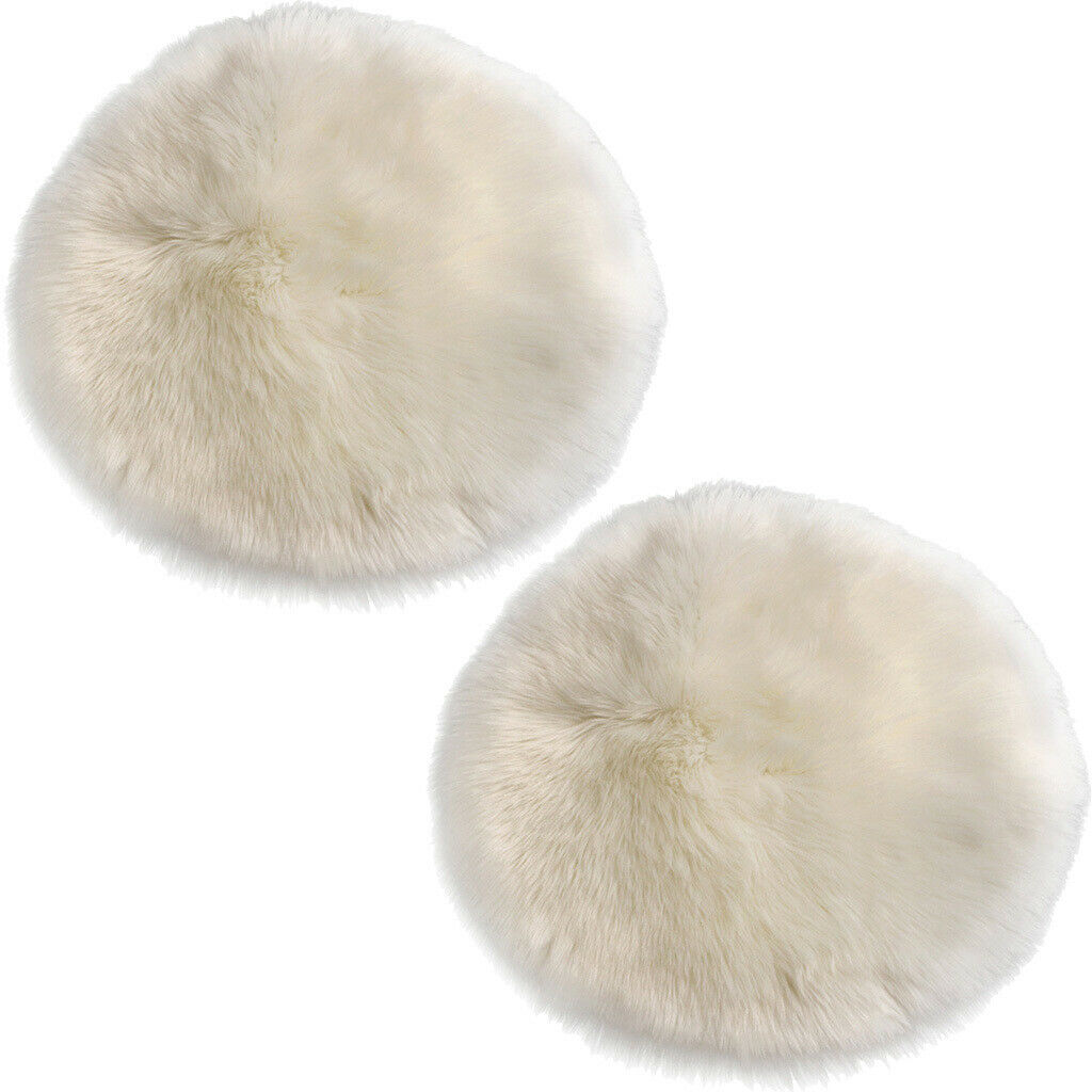 2 pieces fluffy faux fur seat cushion pad artificial sheepskin mat