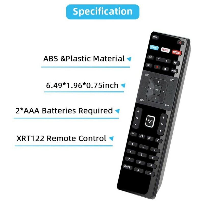 XRT122 Remote Control,Replacement Remote for Vizio TV TV D39H-D0/D390/D50U-D1/R9