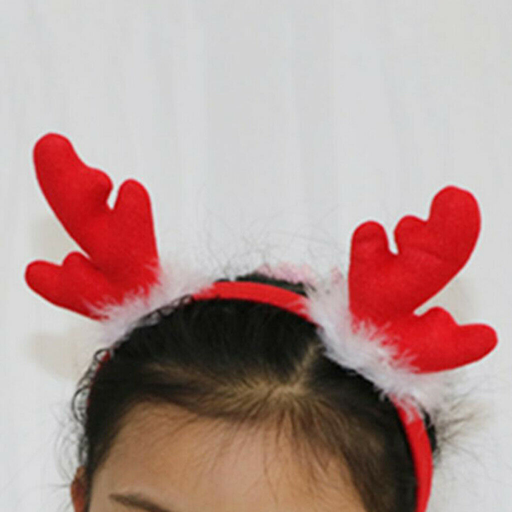 Christmas Reindeer Antler Headband Festival Party Decorations Brown + Red