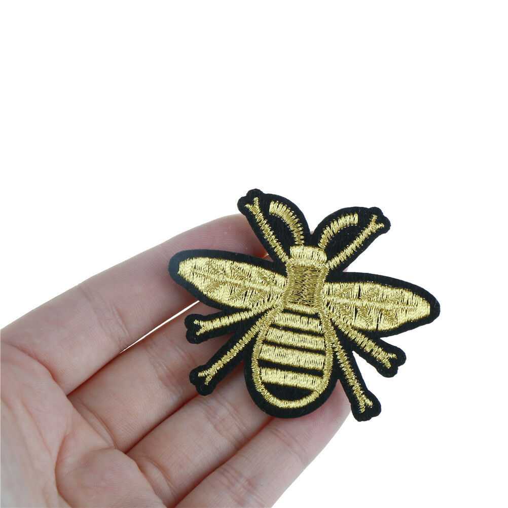 golden bee embroidery iron/sew on patch applique hat bag badge motif .l8