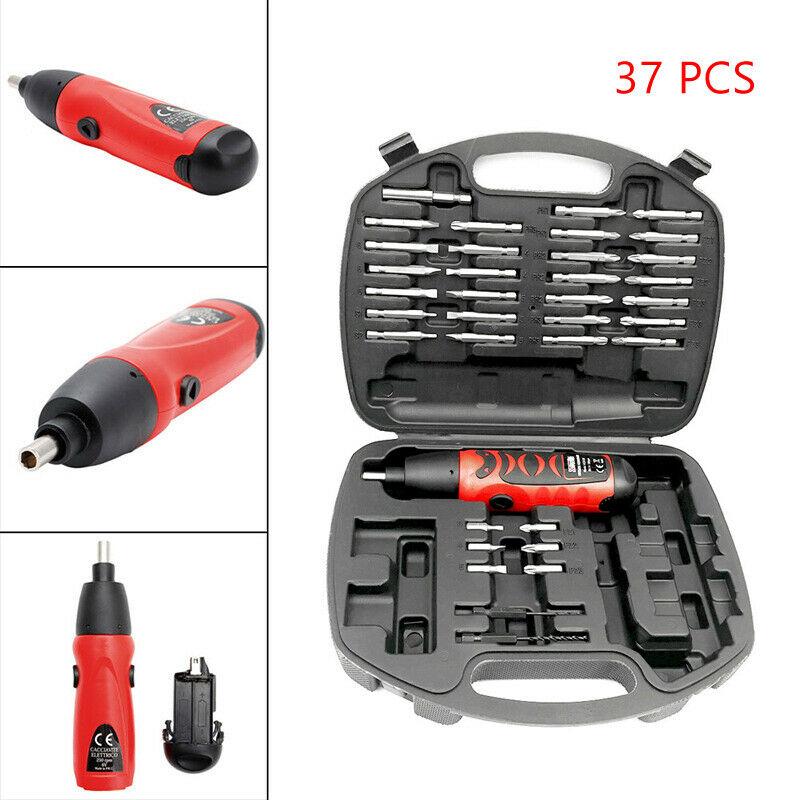 37PCS Screwdriver Electric Cordless Brushed Power Repair Drill Tool Kit 200 RPM