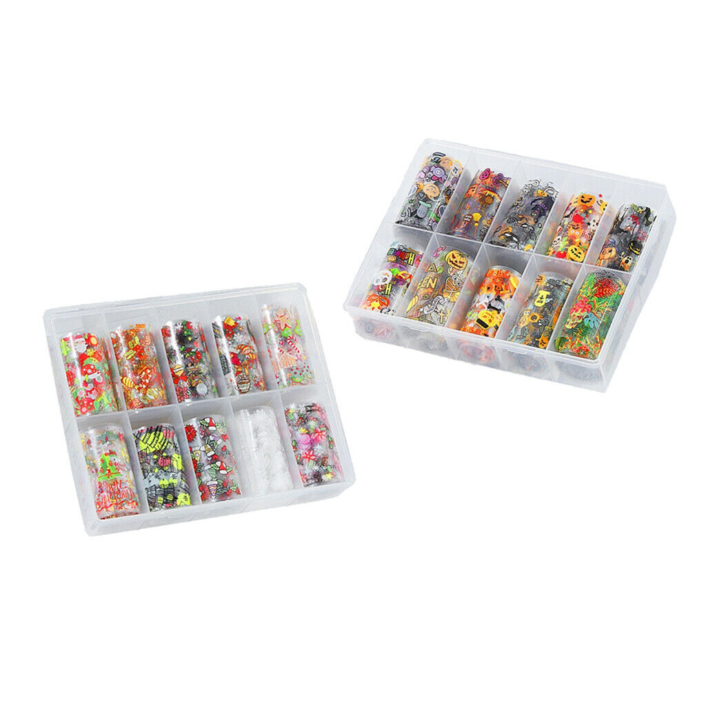 10 Sheet DIY Nail Art Tips Stickers Wraps Nails Decals Decorations Halloween
