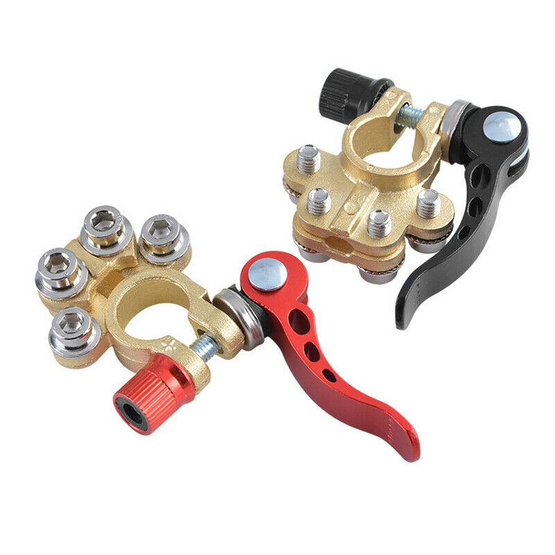 2PCS Brass Car Truck Battery Terminal with Disconnect Switch Positive & Negative