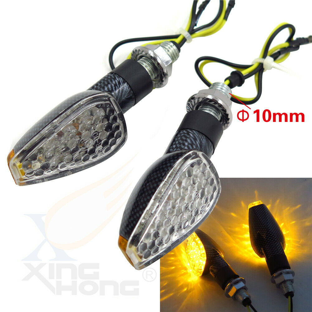 10mm Screw Turn Signals w/ Clear Lens 12V LED CN For KAWASAKI SUZUKI YAMAHA